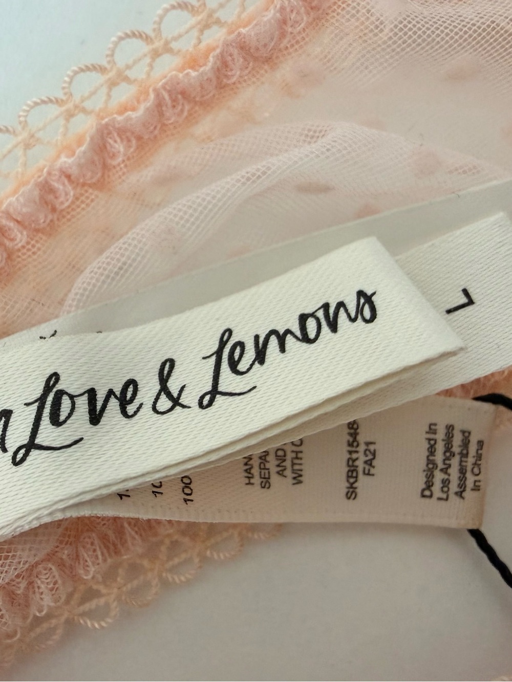 For Love and Lemons 🍋 Lacy Bra Bralette Embroidered Floral Lace Peach L NWT - Picture 5 of 10